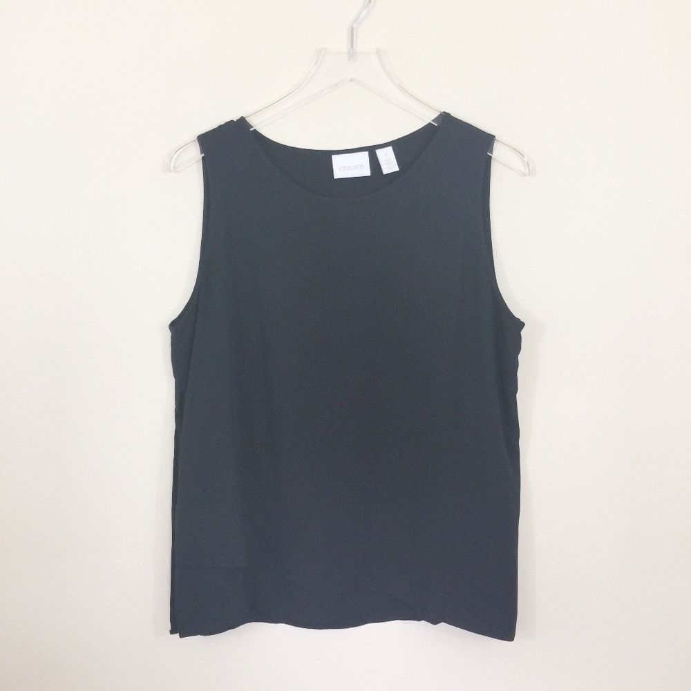 Chico`s Black Double Layer Tank Top Size 1